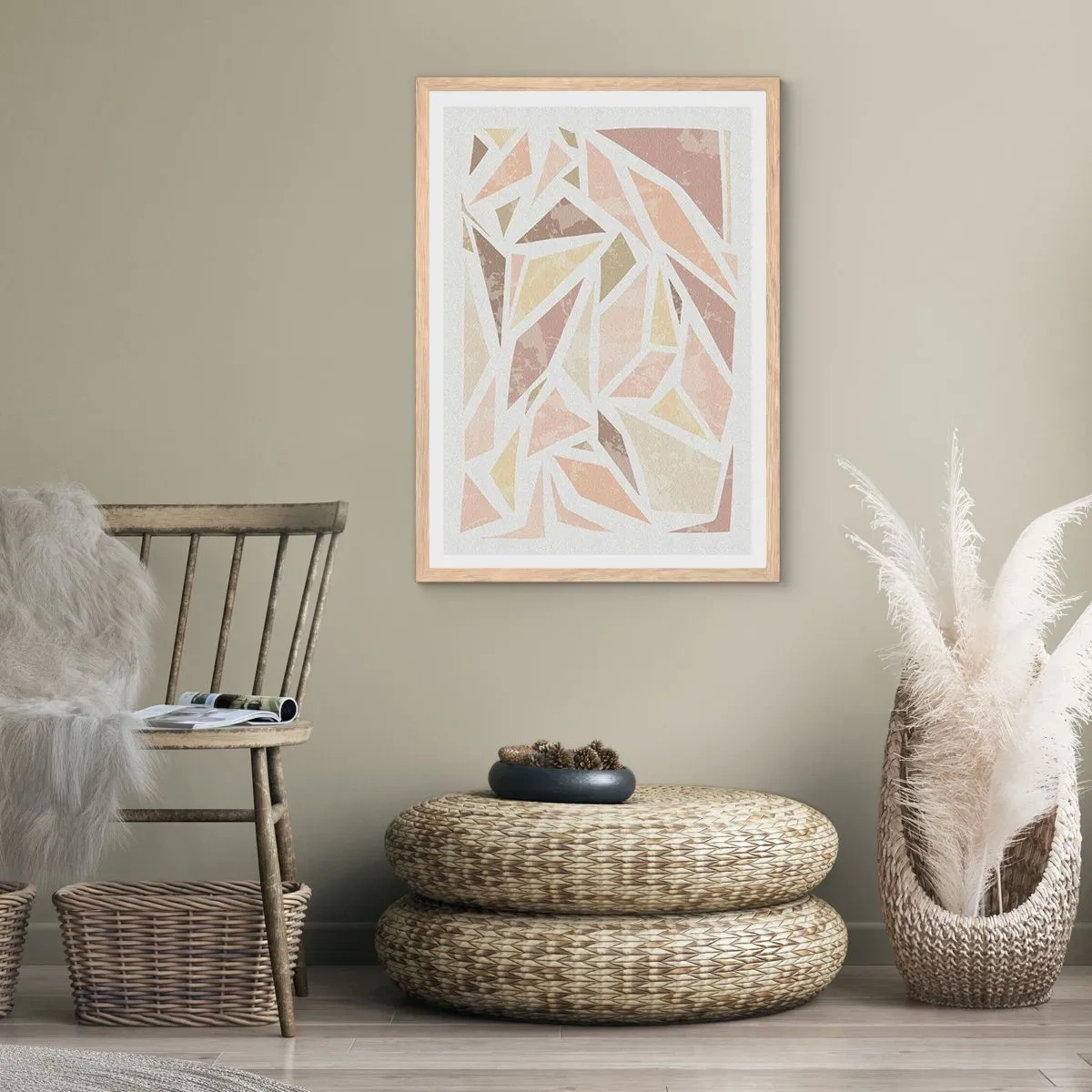 Plakat w ramie jasny dąb - Kompozycja witrażowa - 70x100 cm