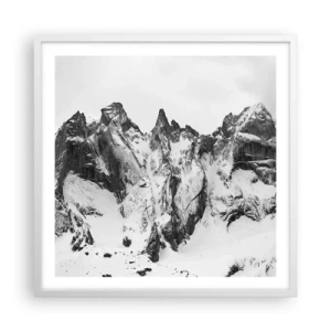 Plakat w białej ramie - Granitowa groźna grań - 60x60 cm