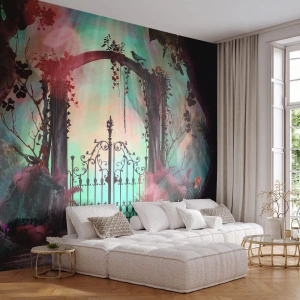Fototapeta Premium Sand - Magiczna brama w baśniowym lesie - 100x70cm - Tajemniczy ogród - Nowoczesna dekoracja ścienna do salonu, kuchni i sypialni ARTTOR