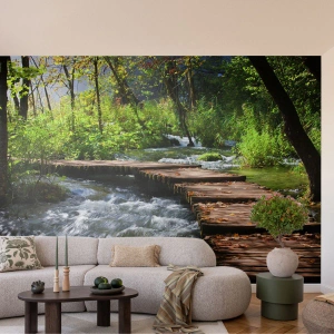 Fototapeta Samoprzylepna Deluxe Sticker - Nad pienistą kaskadą - Krajobraz, Chorwacja, Natura - 100x70 cm