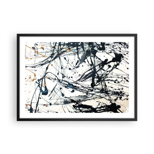 Plakat w czarnej ramie - Abstrakcyjny wzór malarski z dynamicznymi liniami i plamami - 70x50cm - Z sensem czy bez sensu? - Nowoczesna dekoracja ścienna do salonu i sypialni ARTTOR