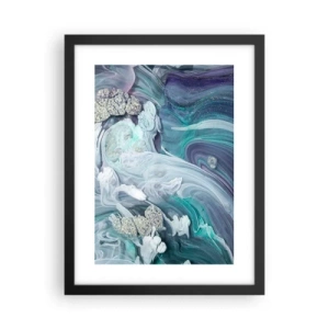 Plakat w czarnej ramie - Nurty błękitu - 30x40 cm