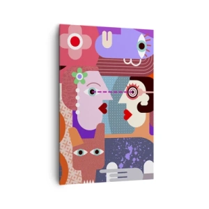 Obraz na płótnie - Abstrakcyjne postacie w żywych kolorach - 80x120cm - Oko w oko - Nowoczesna dekoracja ścienna do salonu i sypialni ARTTOR