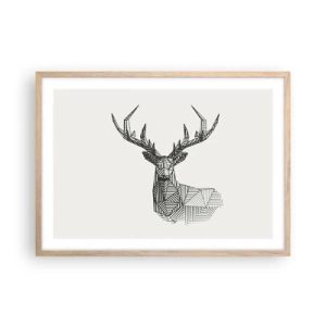 Plakat w ramie jasny dąb - Jeleń w kubistycznym stylu - 70x50 cm