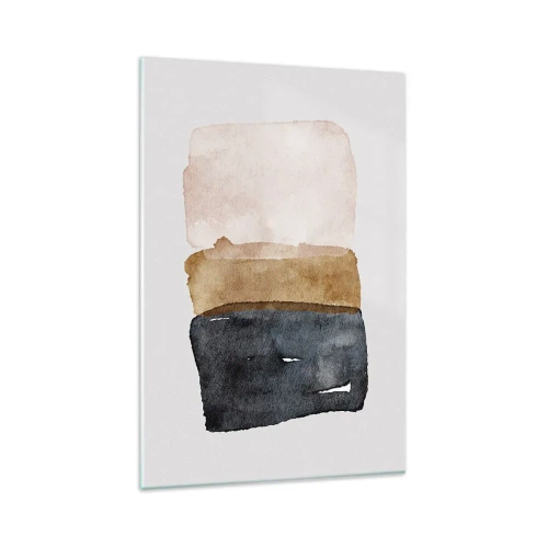 Obraz na szkle - Minimalistyczna kompozycja trzech prostokątów w ziemistych odcieniach - 80x120cm - Kompozycja barw ziemi - Nowoczesna dekoracja ścienna do salonu i sypialni ARTTOR