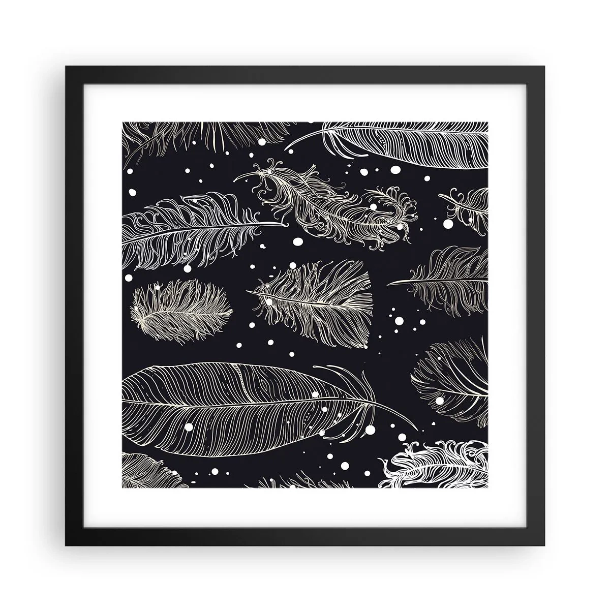 Plakat w czarnej ramie - Pierzasta koronka - 40x40 cm