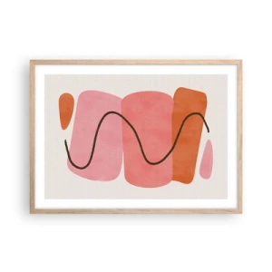 Plakat w ramie jasny dąb - łagodny ruch form - 70x50 cm