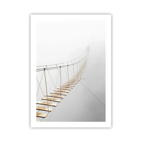 Plakat - Wiszący most tonący we mgle - 50x70cm - Dokąd cię zaprowadzi? - Nowoczesna dekoracja ścienna do salonu, kuchni i sypialni ARTTOR