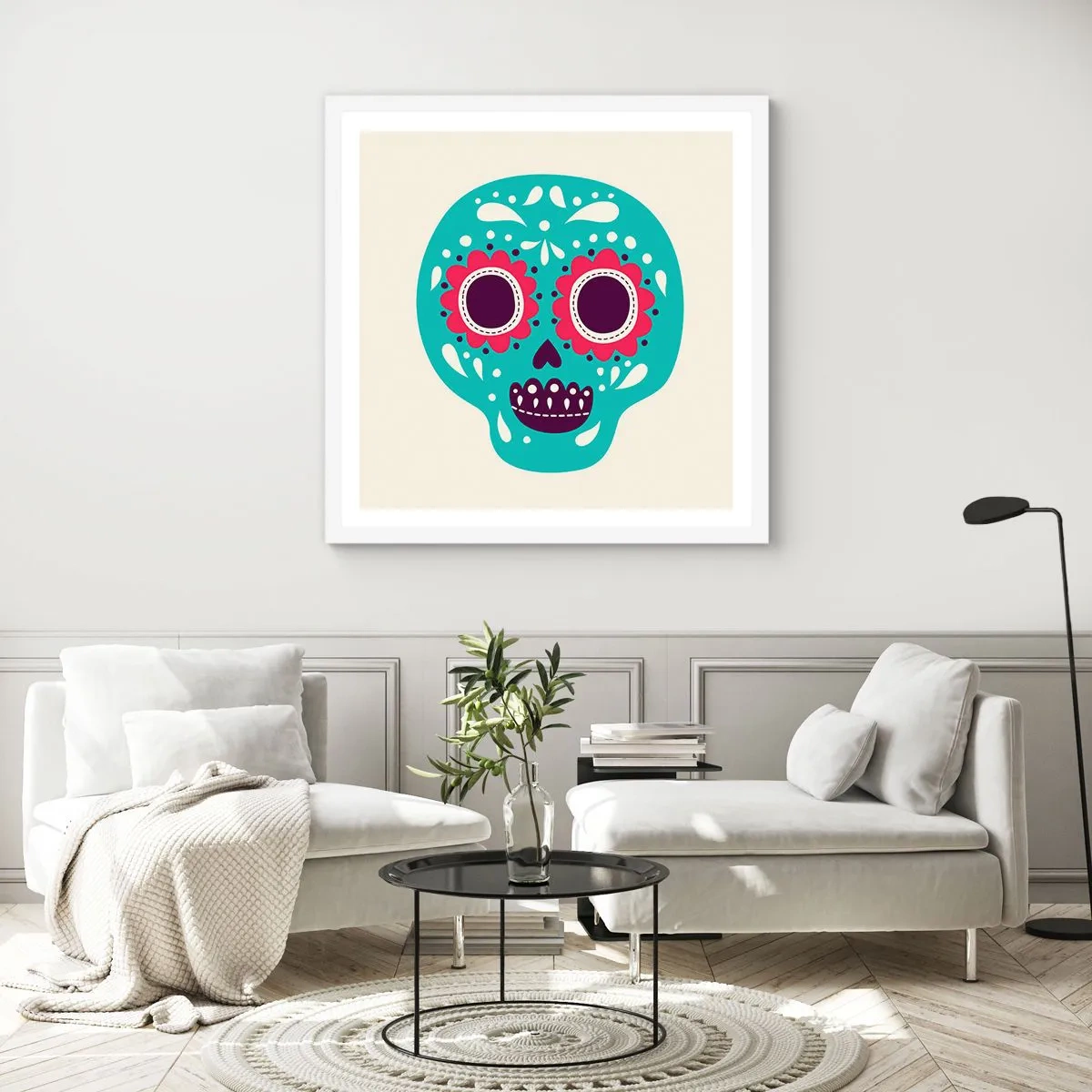 Plakat w białej ramie - Życie – zabawa aż do śmierci - 50x50 cm