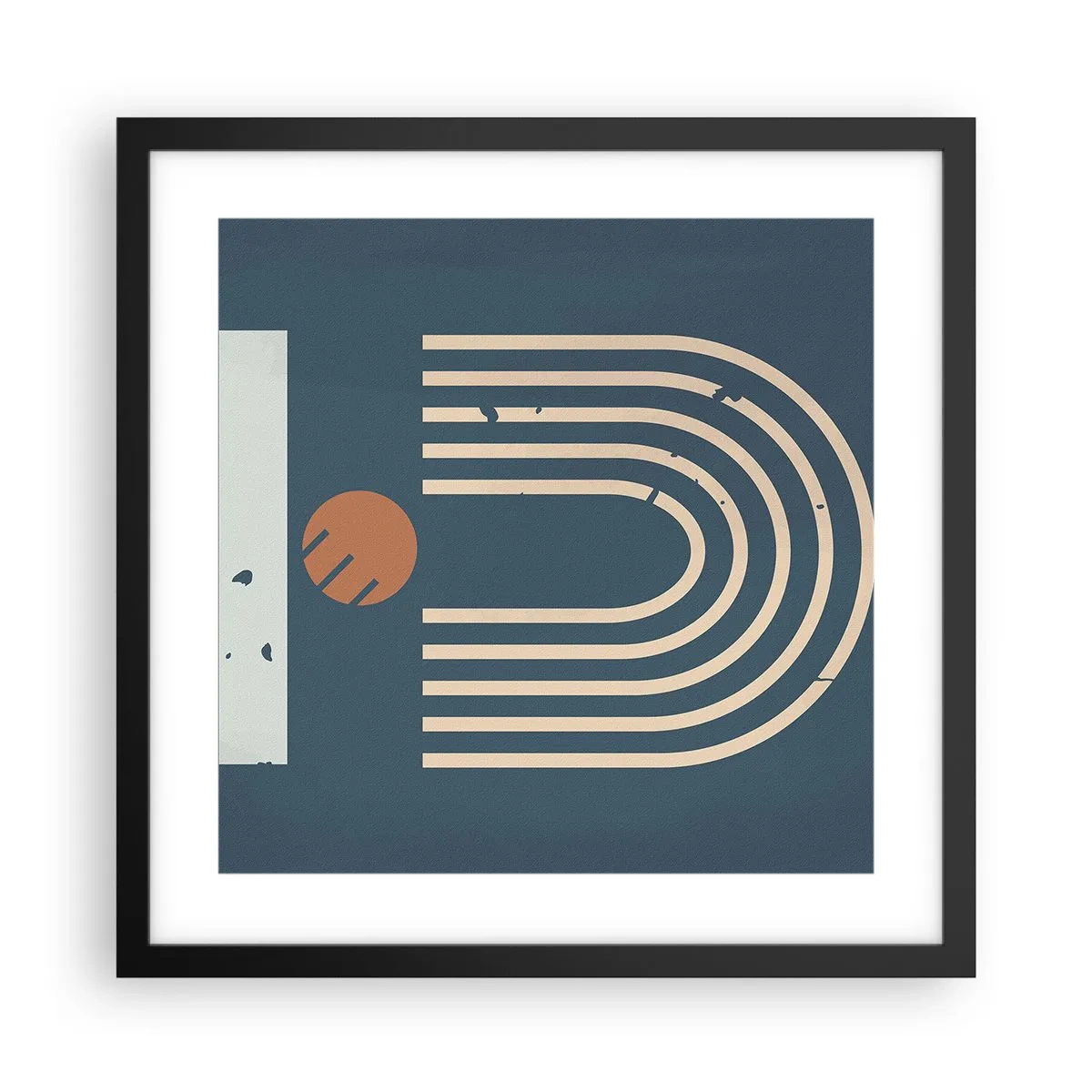 Plakat w czarnej ramie - Geometria na granacie - 40x40 cm