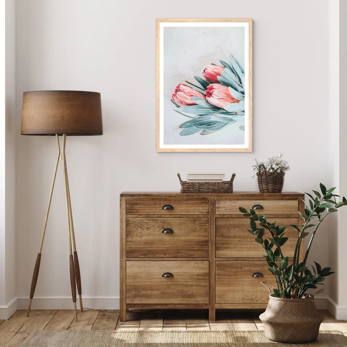 Plakat w ramie jasny dąb - Zawstydzone własną urodą - 50x70 cm