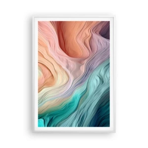 Plakat w białej ramie - Tęczowa fala - 70x100 cm