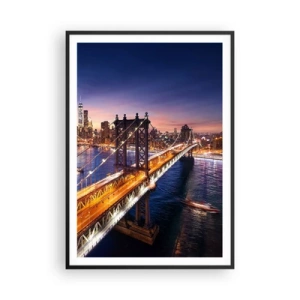 Plakat w czarnej ramie - Świetlistym mostem do serca miasta - 70x100 cm