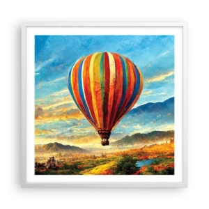 Plakat w białej ramie - W ciszy widać więcej - 60x60 cm