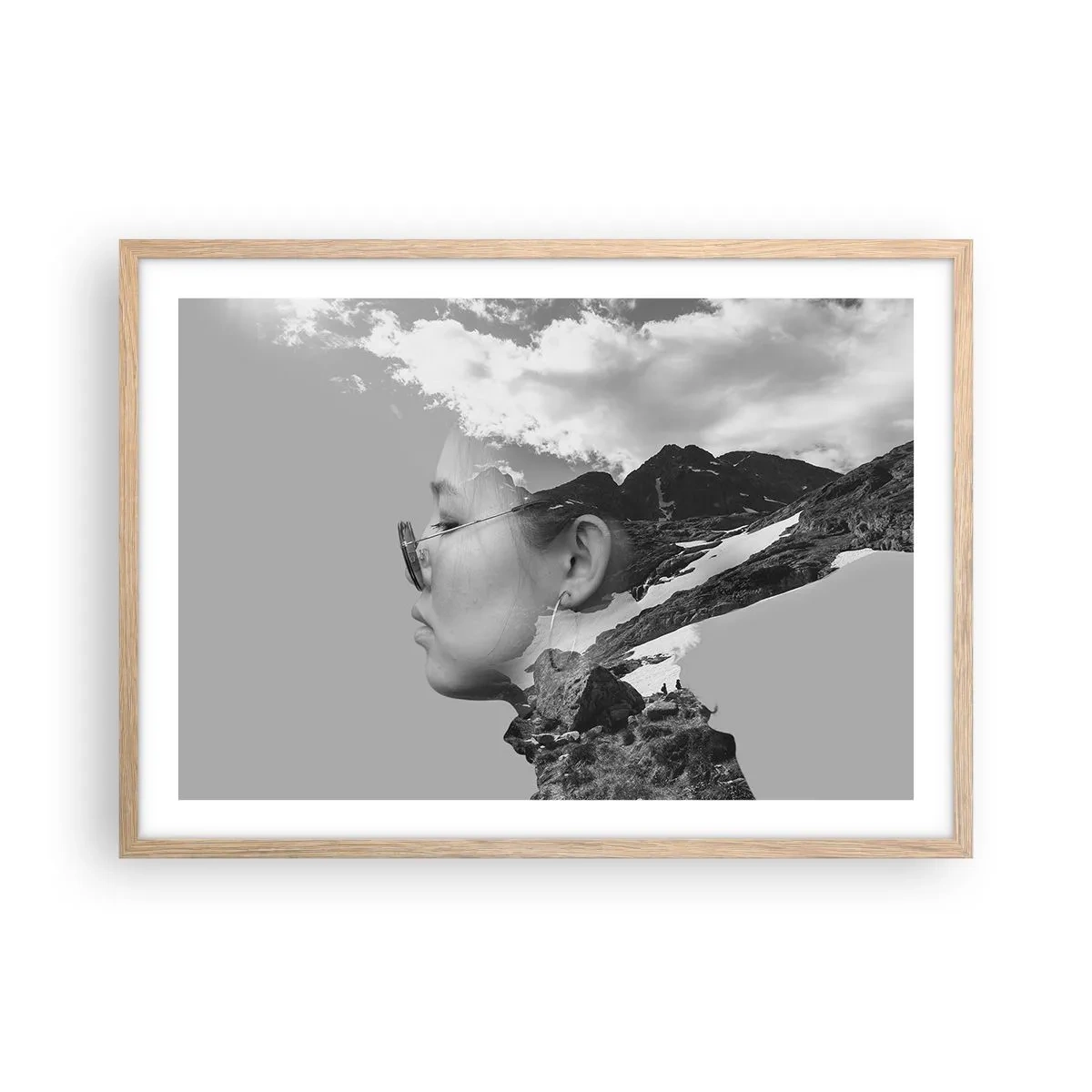 Plakat w ramie jasny dąb - Portret górny i chmurny - 70x50 cm