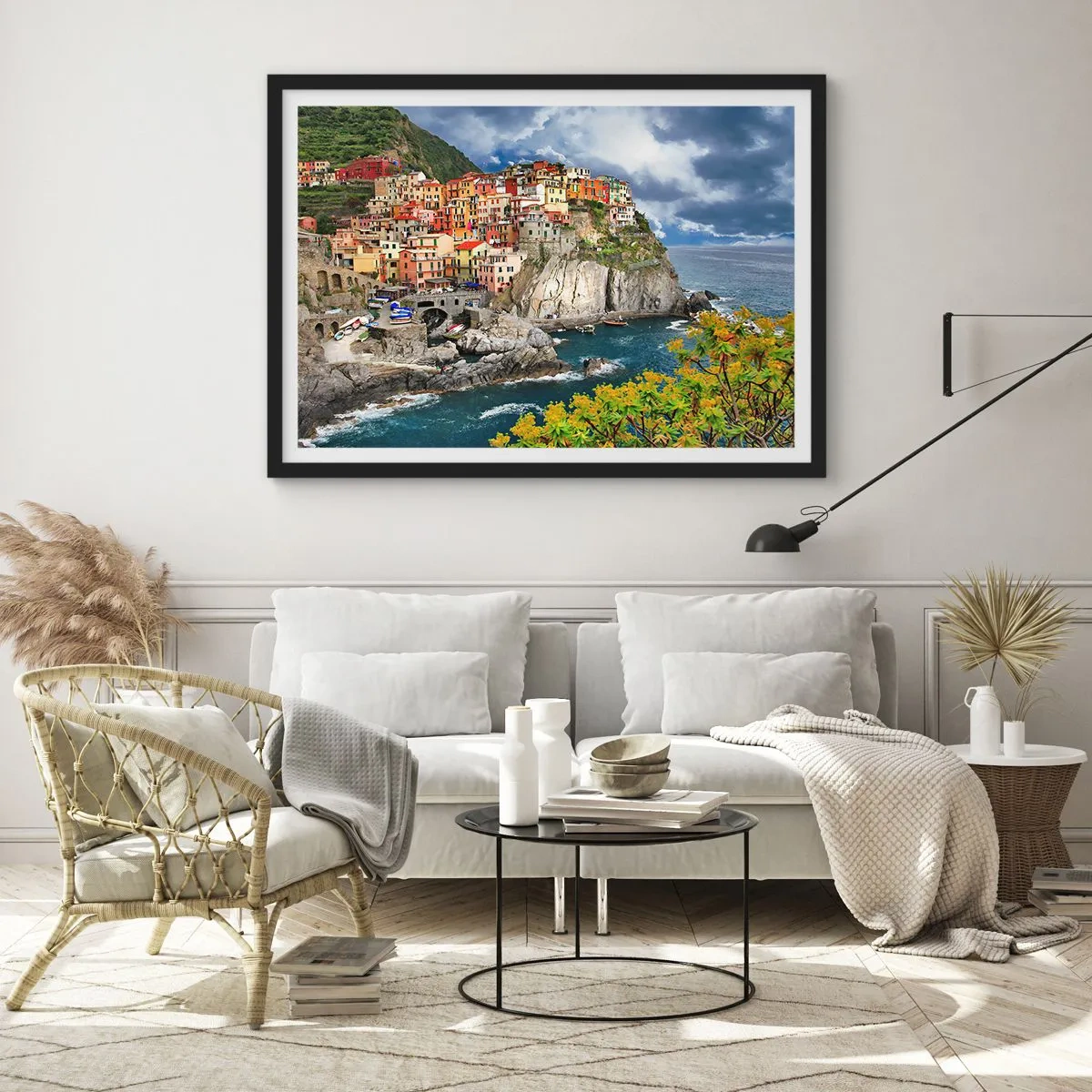 Plakat w czarnej ramie - Gromadka przytulona do skał - 40x30 cm