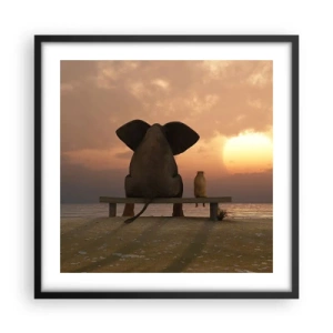 Plakat w czarnej ramie - Dobrze jest razem pomilczeć - 50x50 cm