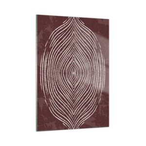 Obraz na szkle - Symetryczne linie w formie oka na bordowym tle - 50x70cm - Przestrzeń mówi - Nowoczesna dekoracja ścienna do salonu, kuchni i sypialni ARTTOR