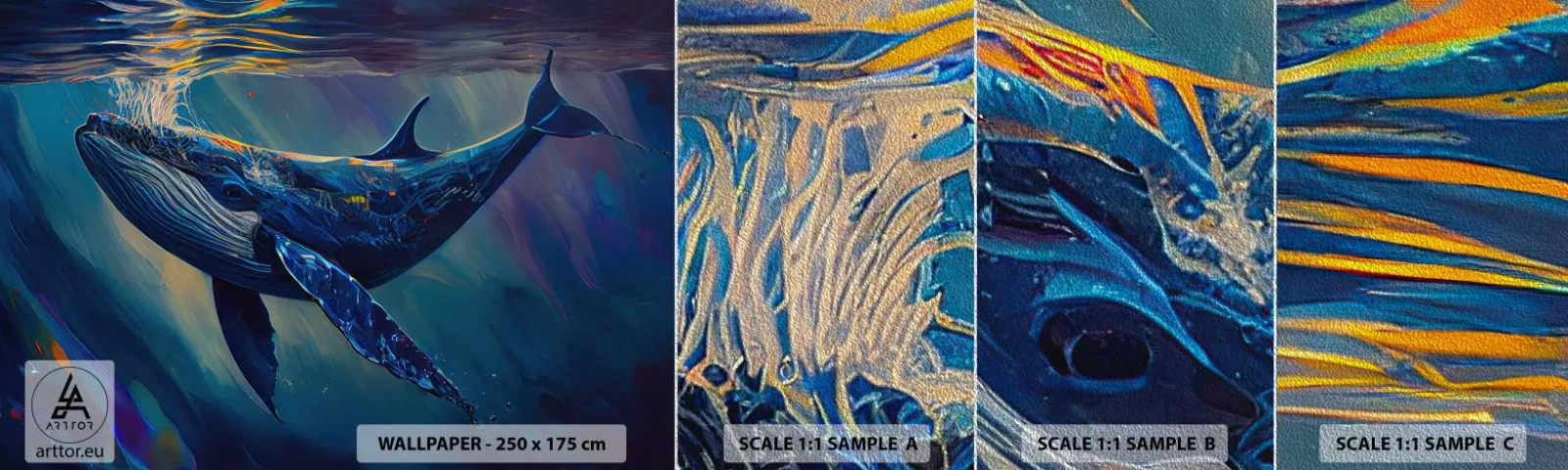 Fototapeta Próbka Premium Sand - Witaj w moim świecie - Wieloryb, Ocean, Podwodny - 100x30 cm