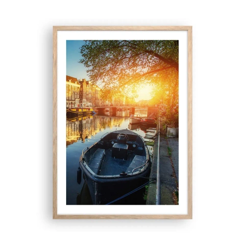 Plakat w ramie jasny dąb - Poranek w Amsterdamie - 50x70 cm