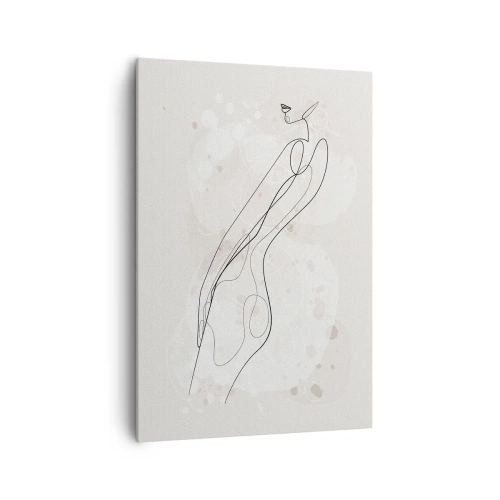 Obraz na płótnie - Subtelny szkic sylwetki w minimalistycznym stylu - 70x100cm - Pobłądzić spojrzeniem - Nowoczesna dekoracja ścienna do salonu i sypialni ARTTOR