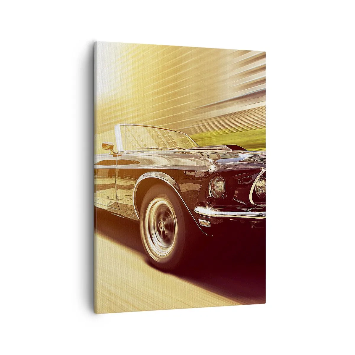 Obraz na płótnie - Klasyczny samochód w ruchu - 50x70cm - 1967 - powrót legendy - Nowoczesna dekoracja ścienna do salonu, kuchni i sypialni ARTTOR