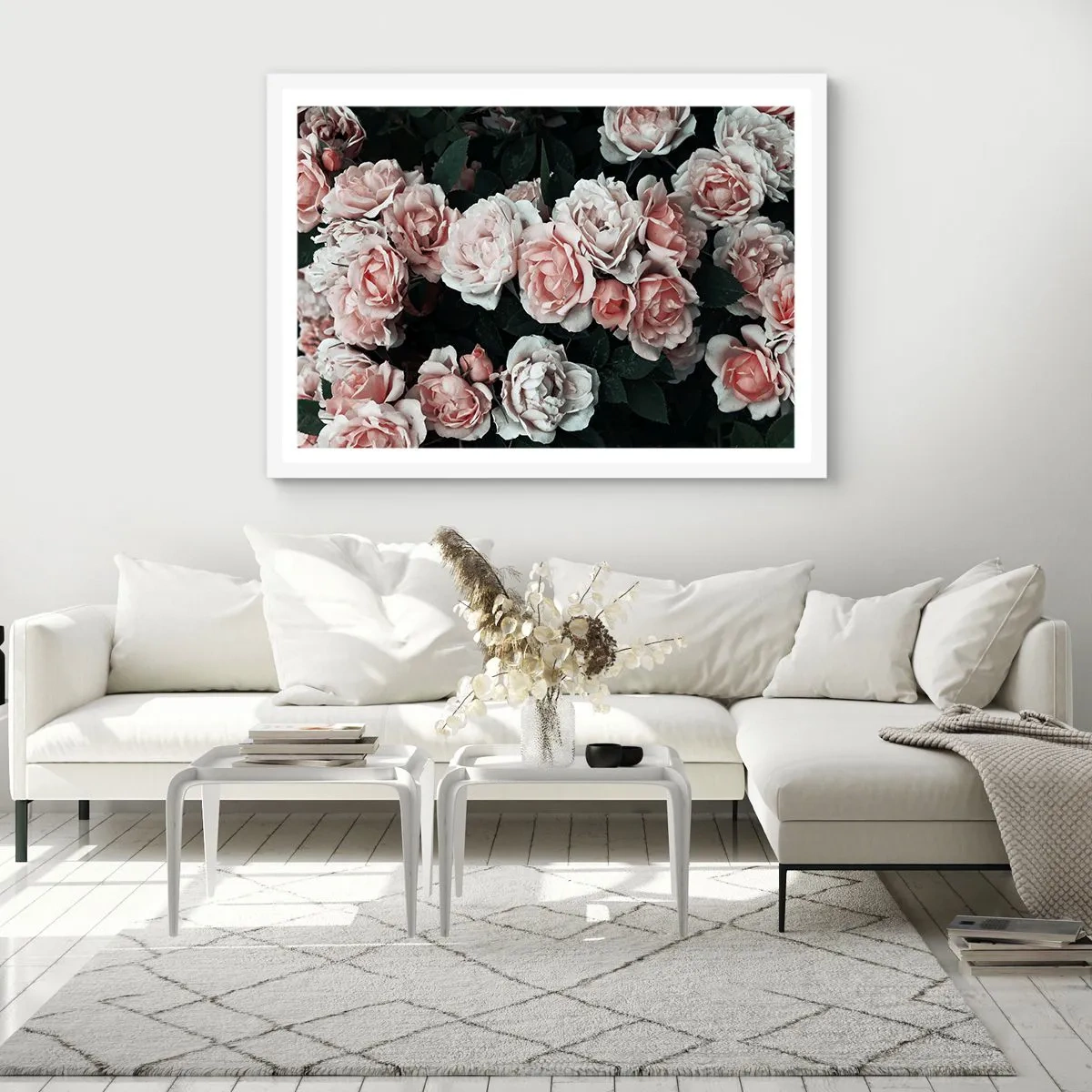 Plakat w białej ramie - Różany ansamble - 50x40 cm