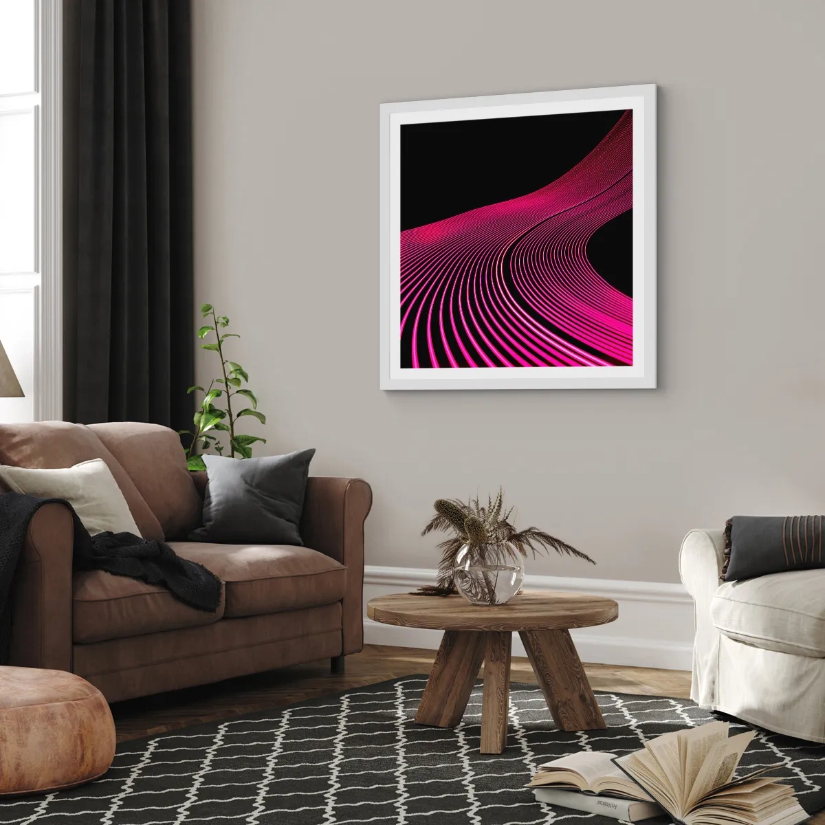 Plakat w białej ramie - Aleja światła - 40x40 cm