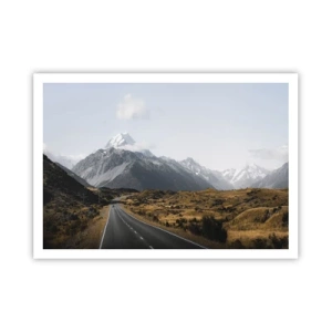 Plakat - Droga w górach otoczona malowniczym krajobrazem - 100x70cm - Droga do serca gór - Nowoczesna dekoracja ścienna do salonu i sypialni ARTTOR