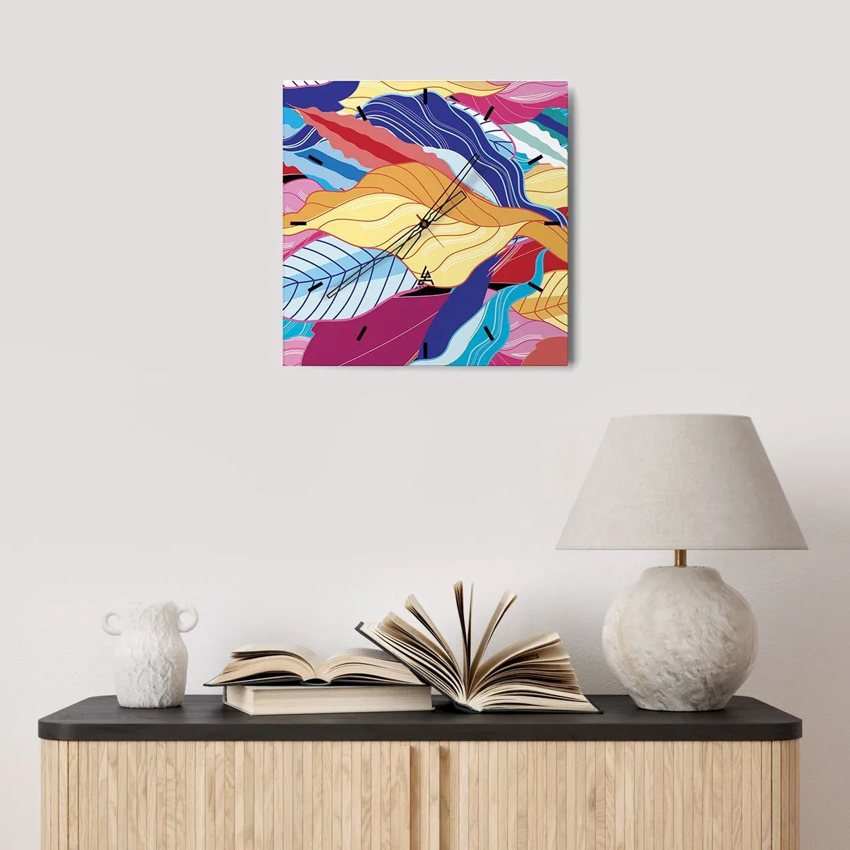 Zegar ścienny - Kolorowy bałagan - 40x40 cm