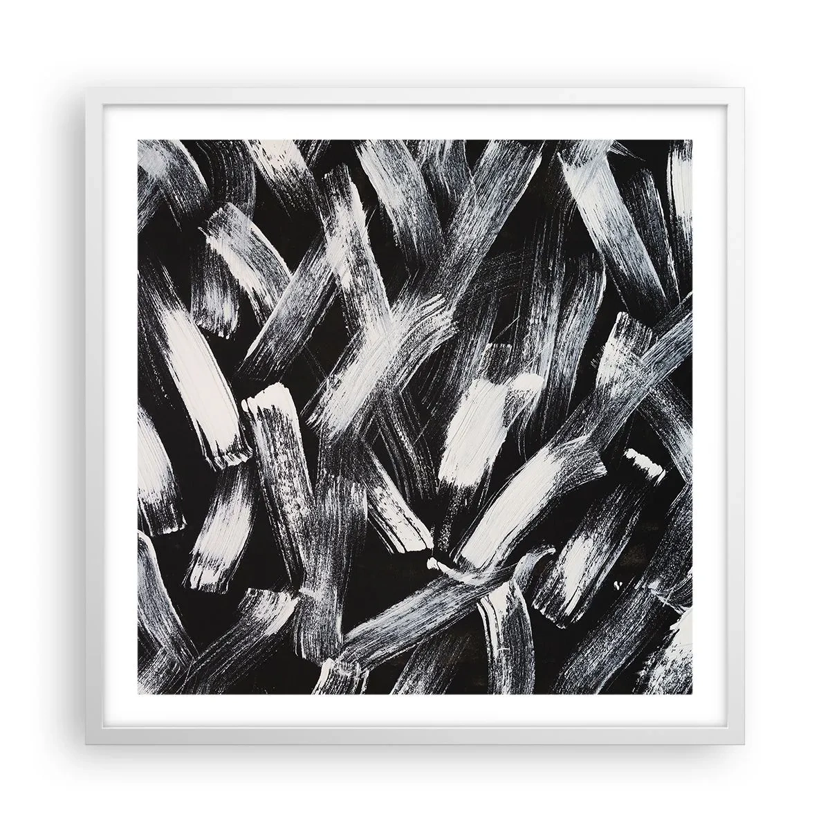 Plakat w białej ramie - Abstrakcja w duchu industrialnym - 60x60 cm