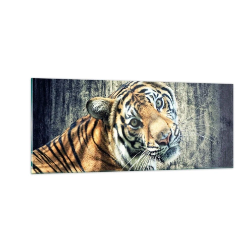 Obraz na szkle - Portret w strugach światła - 100x40 cm