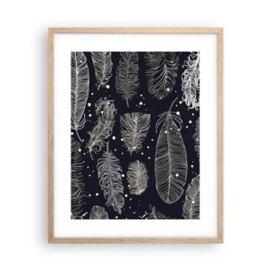 Plakat w ramie jasny dąb - Pierzasta koronka - 40x50 cm