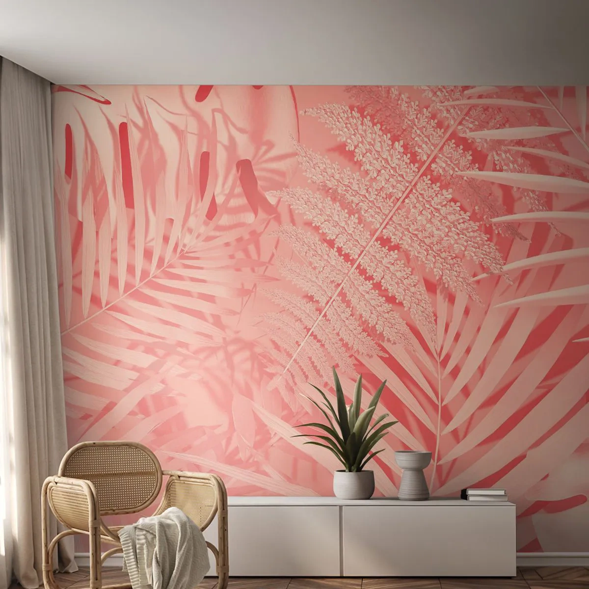 Fototapeta Standard Eco - Różowy koncept - Abstrakcja, Liść Palmy, Grafika - 250x175 cm