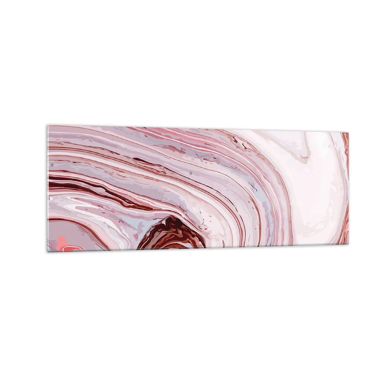 Obraz na szkle - Abstrakcyjny wzór w kolorach różu i bieli - 140x50cm - Prosto, potem w prawo na dół - Nowoczesna dekoracja ścienna do salonu i sypialni ARTTOR
