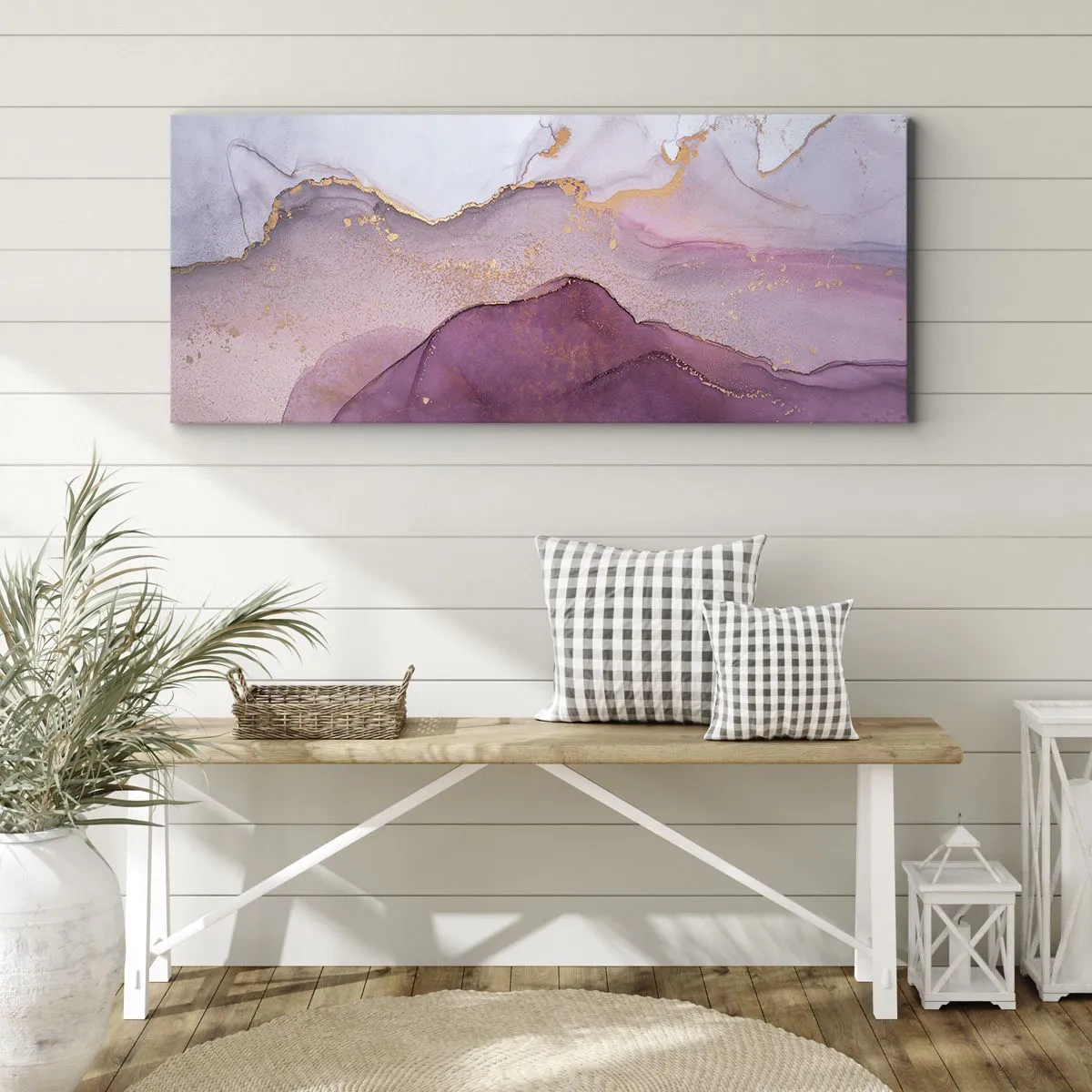 Obraz na płótnie - Fale lila i fioletu - 100x40 cm
