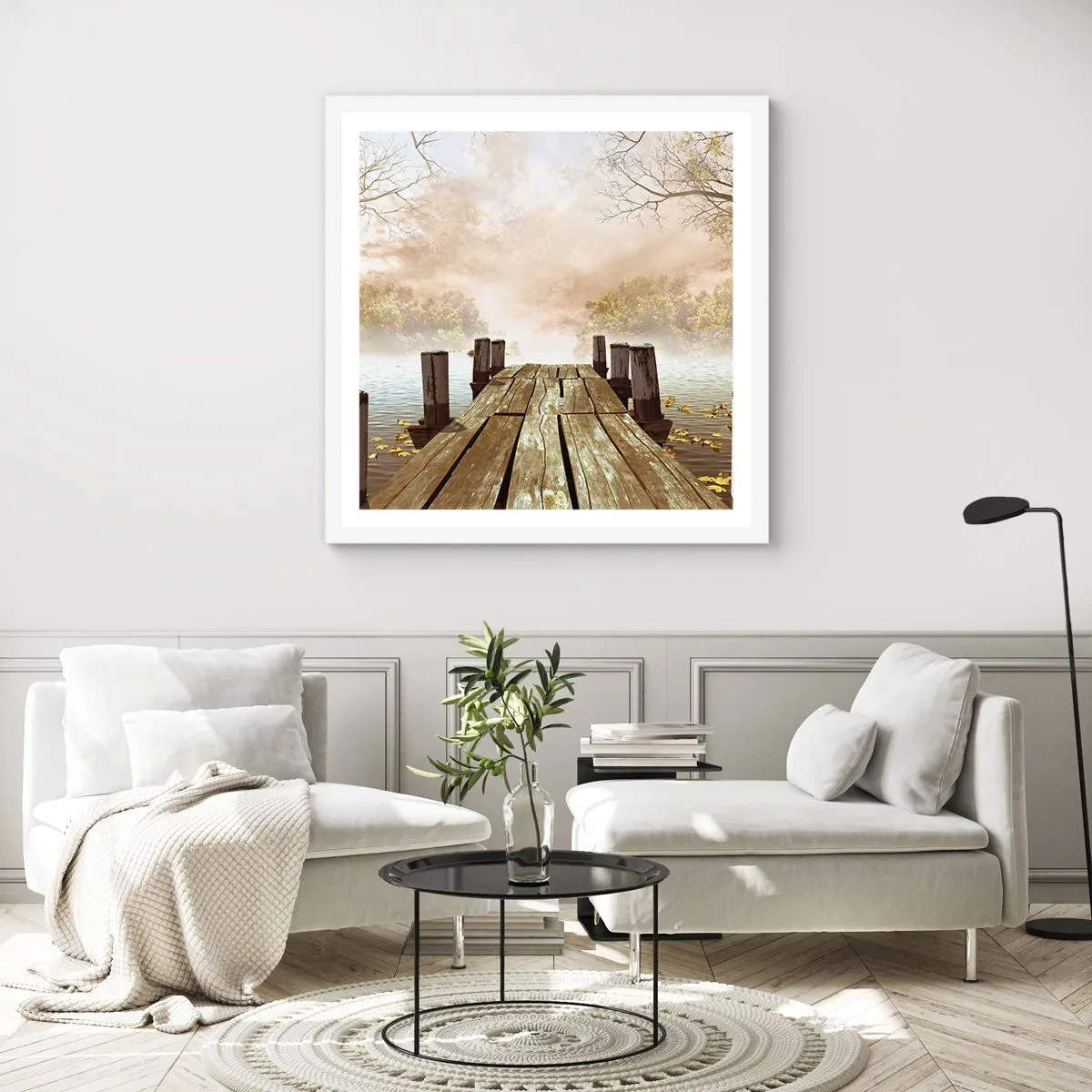 Plakat w białej ramie - Łagodny smutek jesieni - 50x50 cm