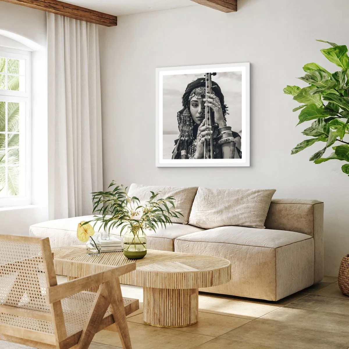 Plakat w białej ramie - Sama muzyka orientu - 60x60 cm