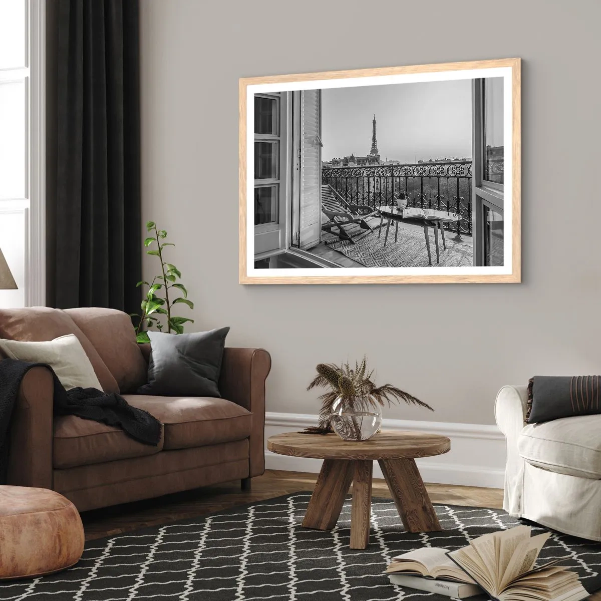 Plakat w ramie jasny dąb - Paryskie popołudnie - 40x30 cm