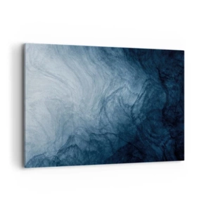 Obraz na płótnie - Abstrakcyjna kompozycja w odcieniach błękitu i granatu - 100x70cm - W głąb sięgnąć - Nowoczesna dekoracja ścienna do salonu, kuchni i sypialni ARTTOR