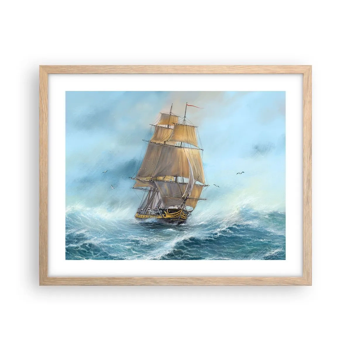 Plakat w ramie jasny dąb - Mknący po falach - 50x40 cm