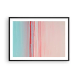 Plakat w czarnej ramie - Pastelowe linie w odcieniach różu i błękitu w minimalistycznej kompozycji - 70x50cm - Abstrakcja o świcie - Nowoczesna dekoracja ścienna do salonu i sypialni ARTTOR