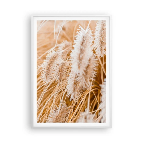 Plakat w białej ramie - Złoty szelest traw - 70x100 cm