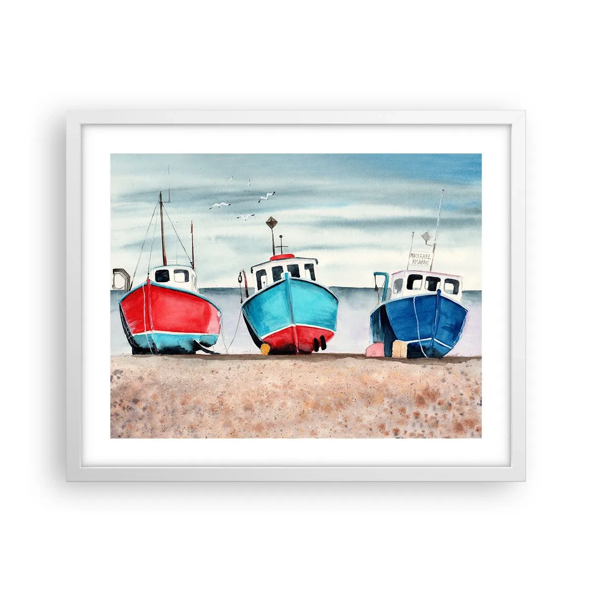 Plakat w białej ramie - Gotowe na połów - 50x40 cm