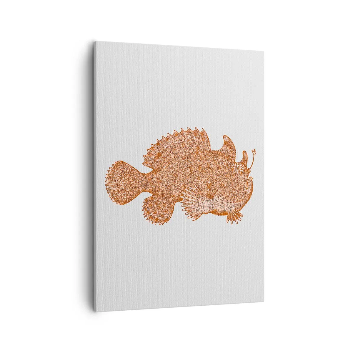 Obraz na płótnie - Dekoracyjna grafika przedstawiająca brązową rybę żabnicę na jasnym tle - 50x70cm - A jednak ryba - Nowoczesna dekoracja ścienna do salonu, kuchni i sypialni ARTTOR