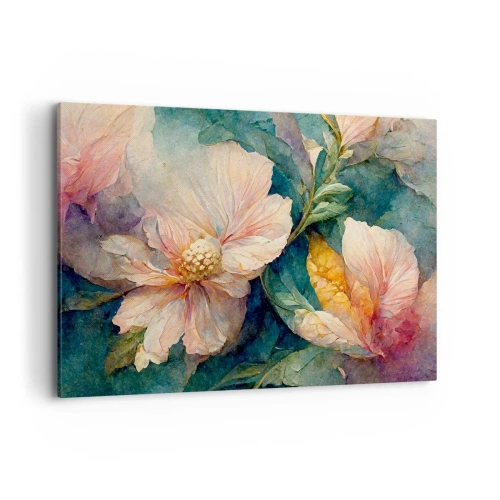 Obraz na płótnie - Delikatne kwiaty w pastelowych barwach - 120x80cm - Sama subtelność - Nowoczesna dekoracja ścienna do salonu, kuchni i sypialni ARTTOR