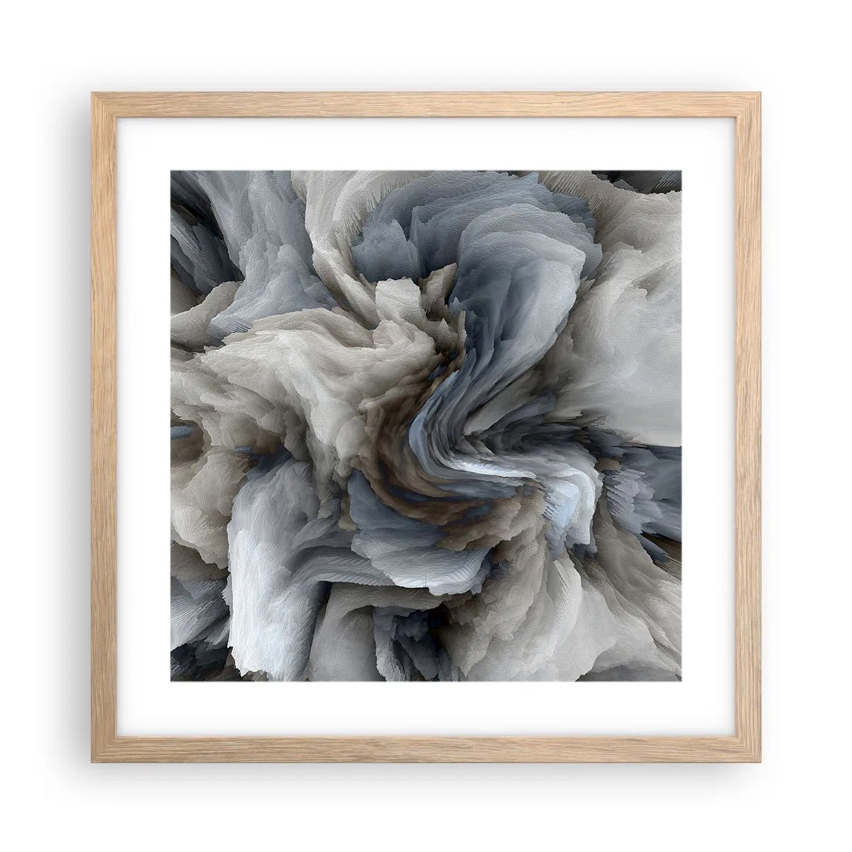Plakat w ramie jasny dąb - Kamień i kwiat - 40x40 cm