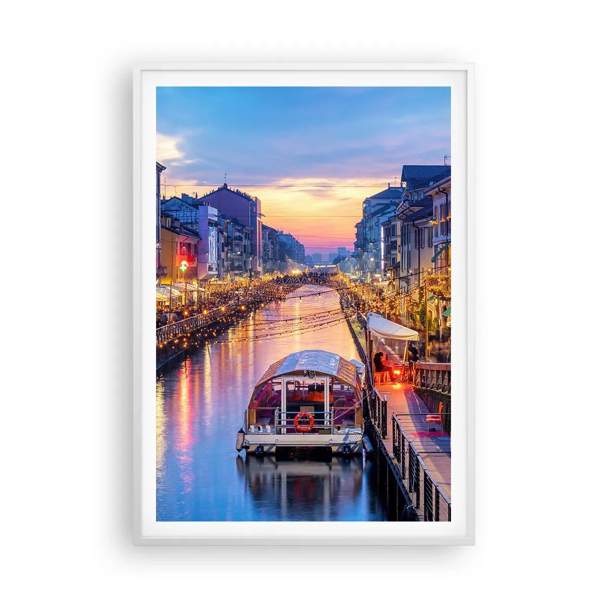 Plakat w białej ramie - Wieczór światła i zabawy - 70x100 cm