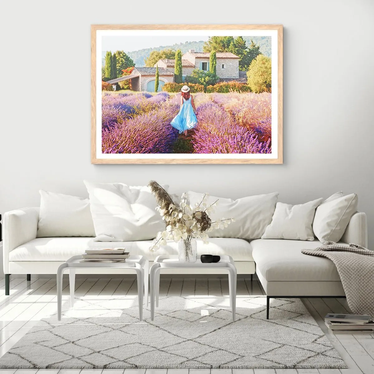 Plakat w ramie jasny dąb - Lawendowa dziewczyna - 70x50 cm