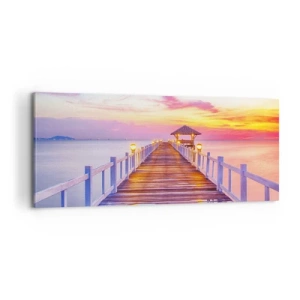 Obraz na płótnie - Liliowo-złota cisza wieczoru - 100x40 cm